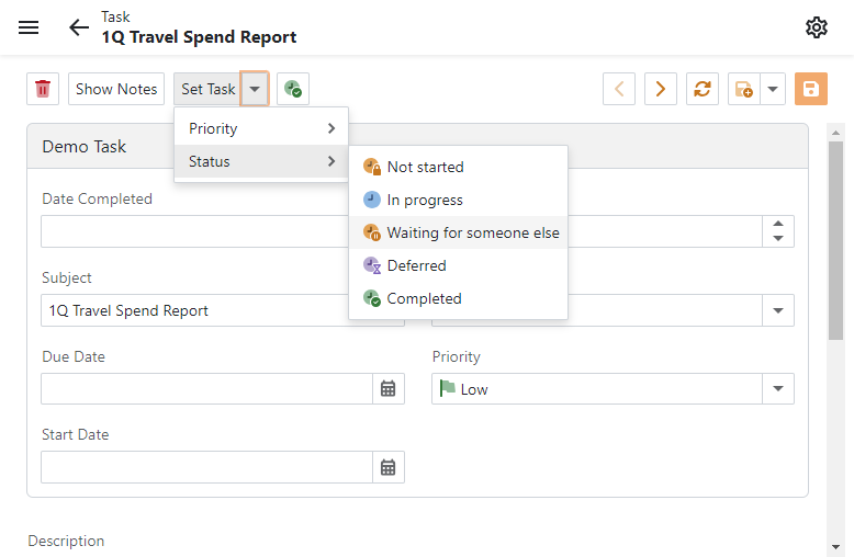 ASP.NET Core Blazor action option selection in detail view