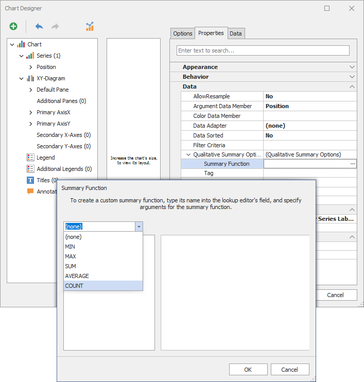 XAF Windows Forms Chart Designer, Summary Function, DevExpress