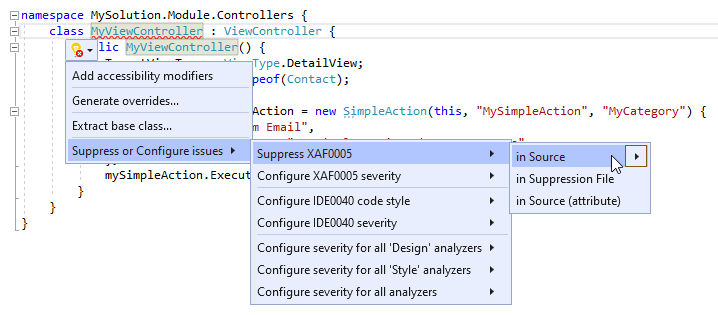 Code Diagnostics | eXpressApp Framework | DevExpress Documentation