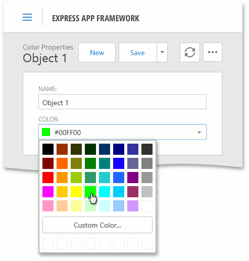 XAF Color Properties ASP.NET Web Forms