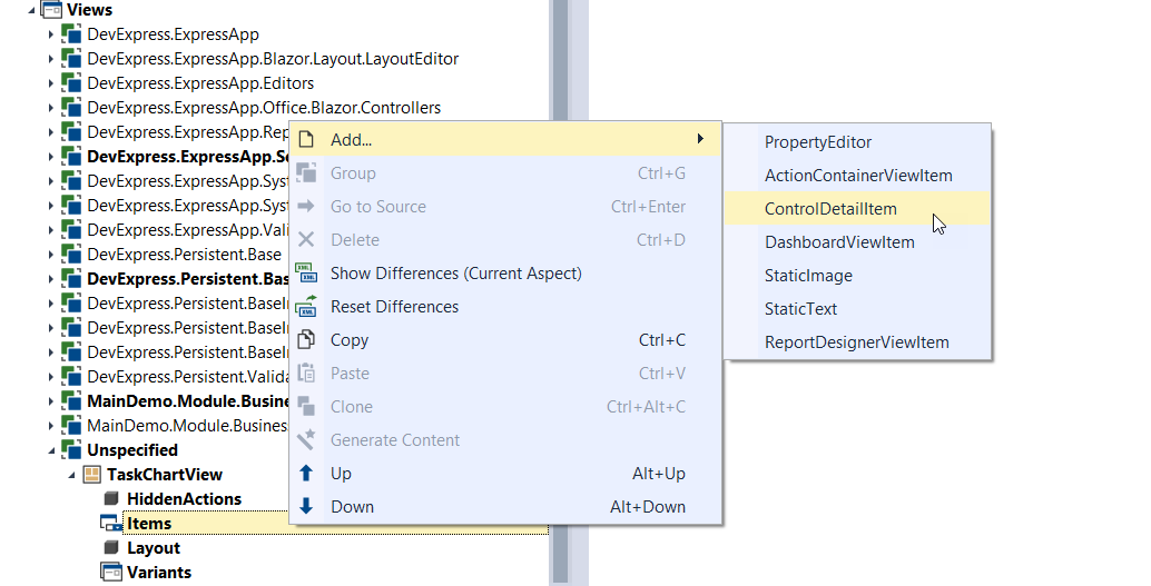 DevExpress XAF - Add a ControlDetailItem