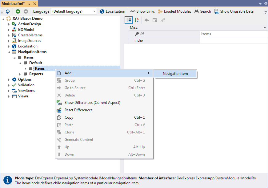 DevExpress XAF - Add a Navigation Item