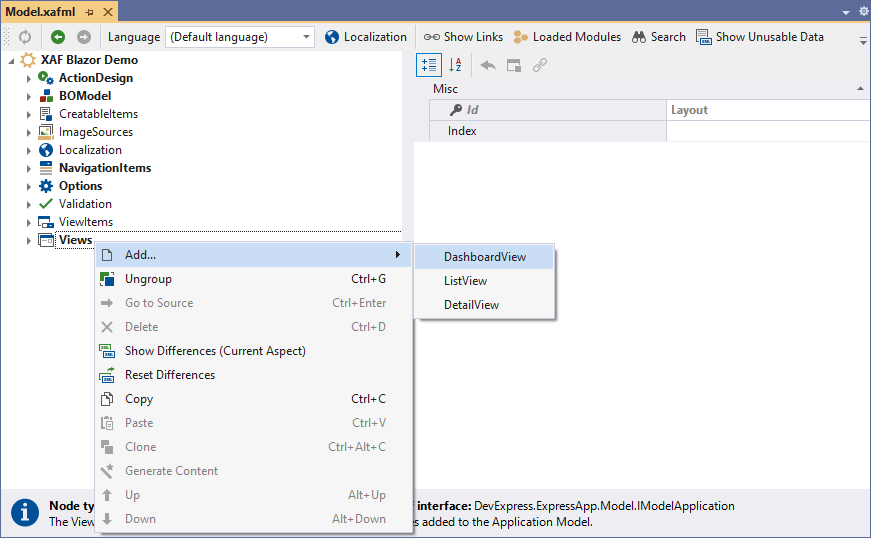DevExpress XAF - Add a View