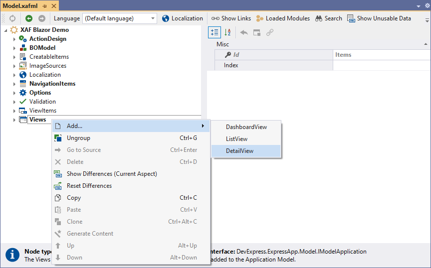 DevExpress XAF - Add a View