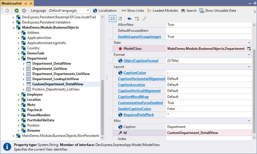 DevExpress XAF - Specify a View ID