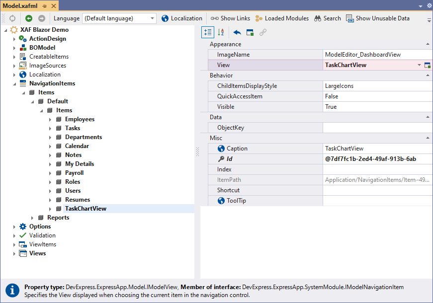 DevExpress XAF - Specify a View for the Navigation Item