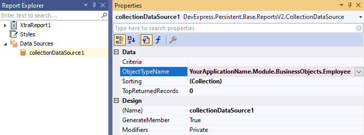 CollectionDataSource Properties, DevExpress