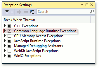 Manage exceptions with the debugger - Visual Studio (Windows)