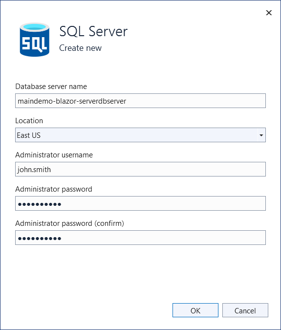 DevExpress XAF - Credentials for a New Database Server