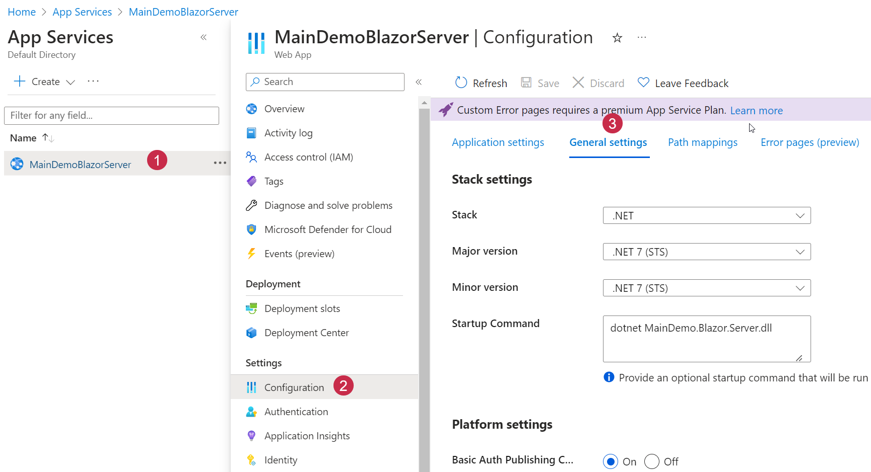 DevExpress XAF - Azure Portal Settings