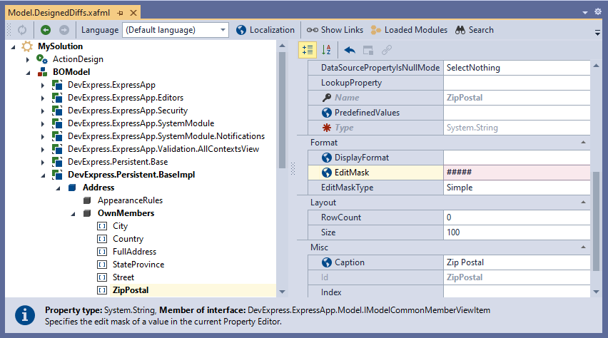 EditMask in the Model Editor