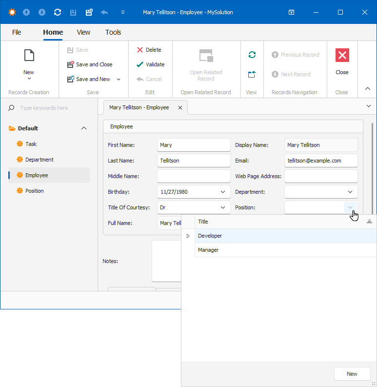 Windows Forms detail view lookup editor