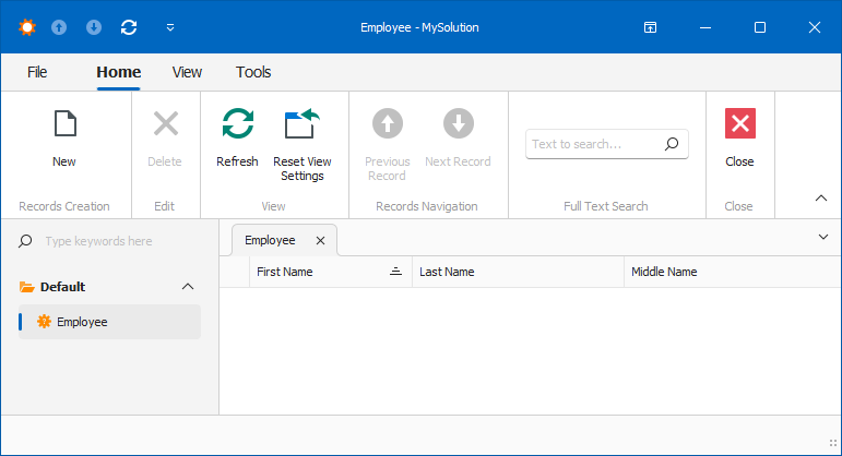 XAF Windows Forms App List View