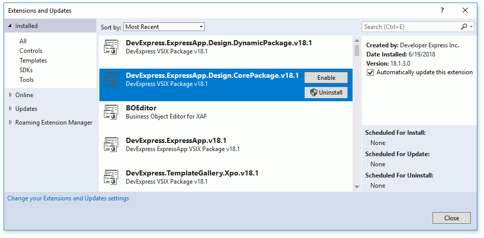extensions-and-updates-core-package