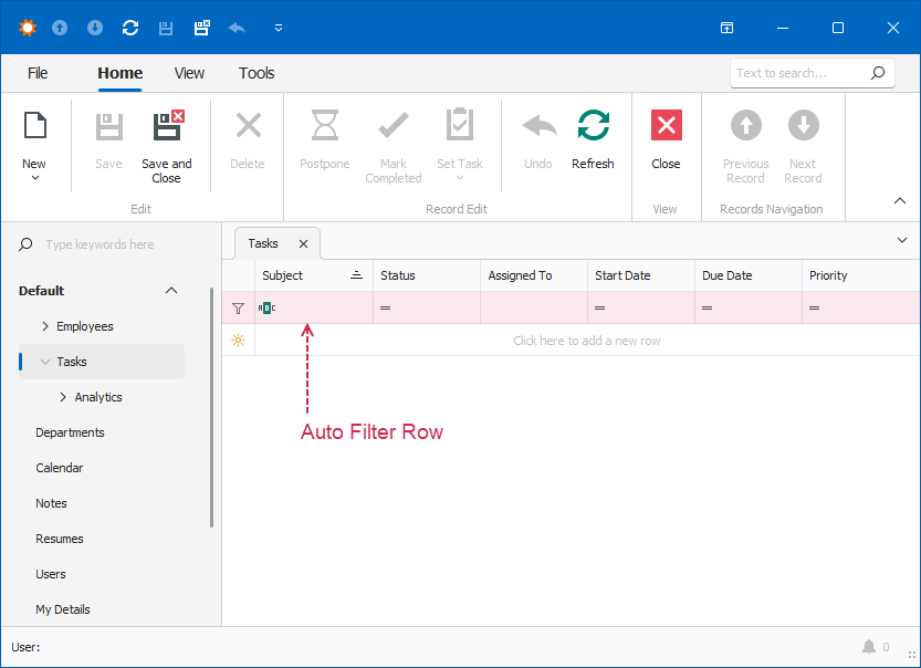 Auto Filter Row with False Criteria in Windows Forms, DevExpress