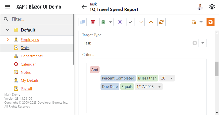 XAF ASP.NET Core Blazor Filter Property Editor