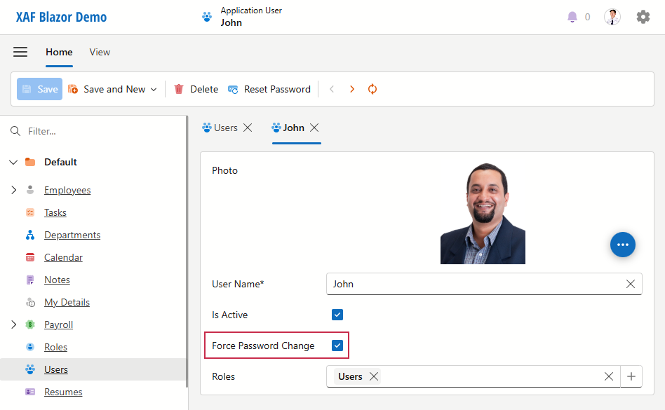 Force Password Change Checkbox