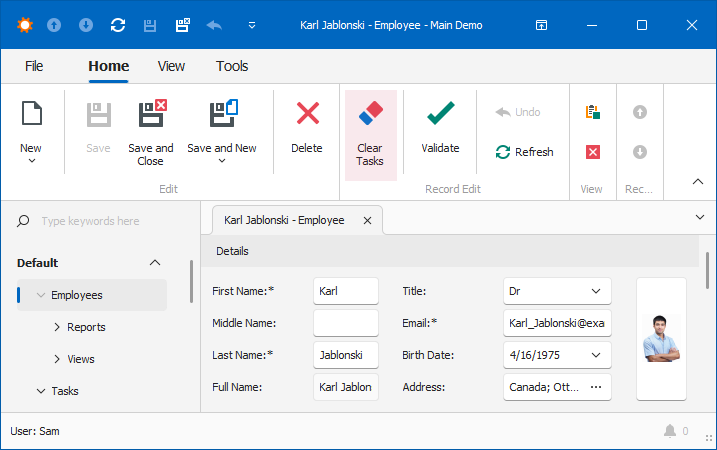 Windows Forms - Current location of ClearTaskAction, DevExpress