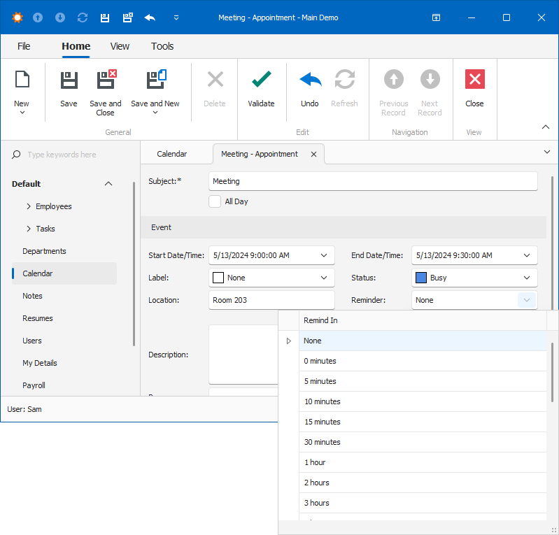 XAF Windows Forms, Reminders, DevExpress