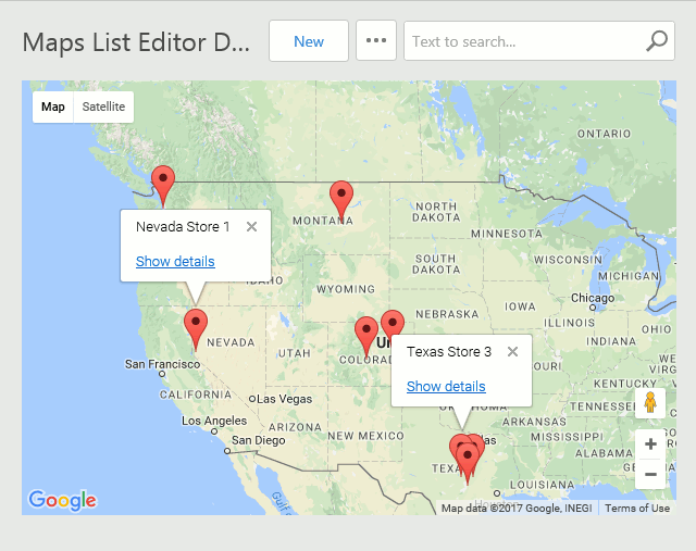 A List View with markers on a raster map in an ASP.NET Web Forms application