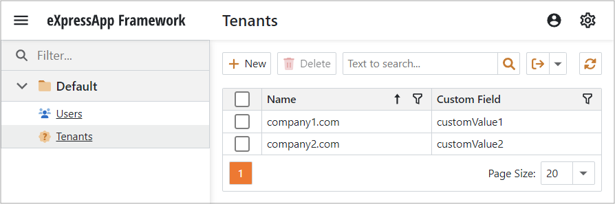 Tenants List View