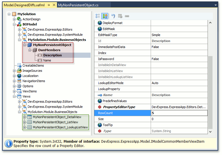 NonPersistentObjectModel