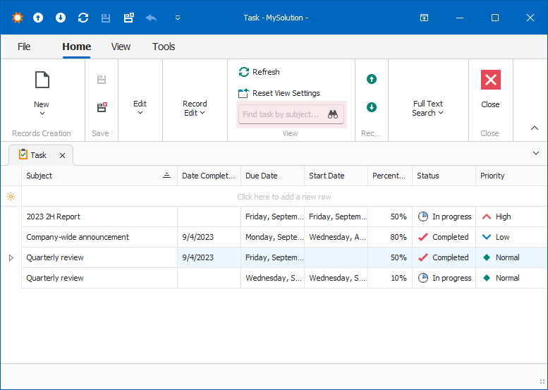 Windows Forms Parametrized Action, DevExpress