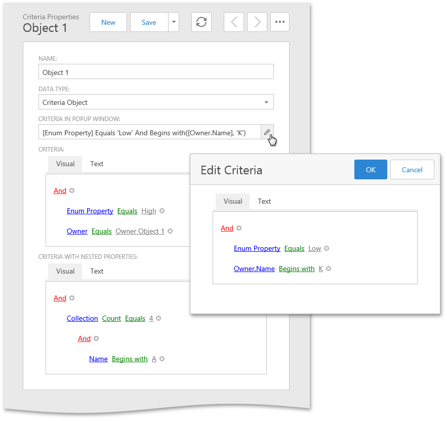 XAF Criteria Properties ASP.NET Web Forms
