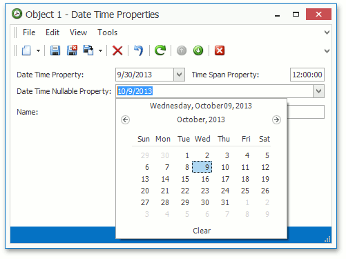 WinForms Date Time property editors