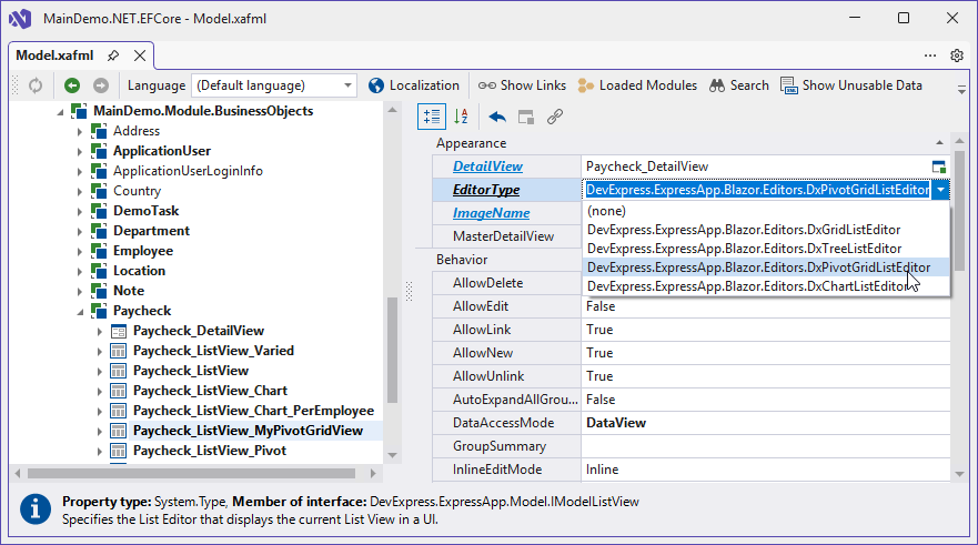 List View settings
