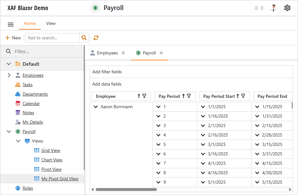 Pivot Grid Editor with unset layout