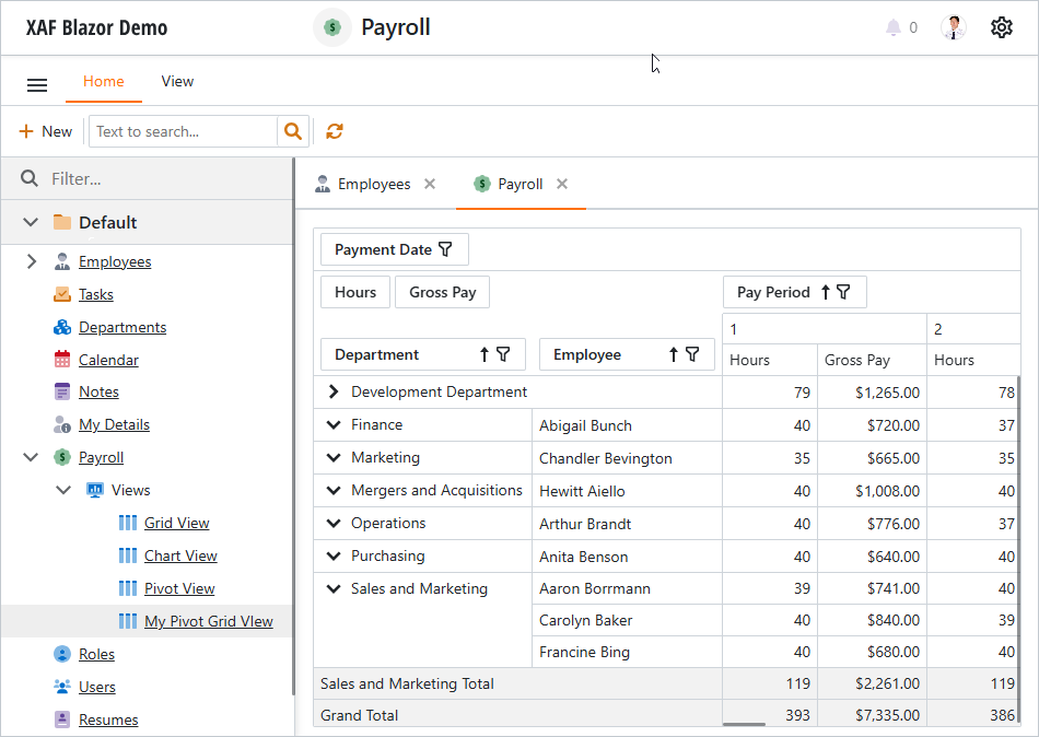 Pivot Grid List View