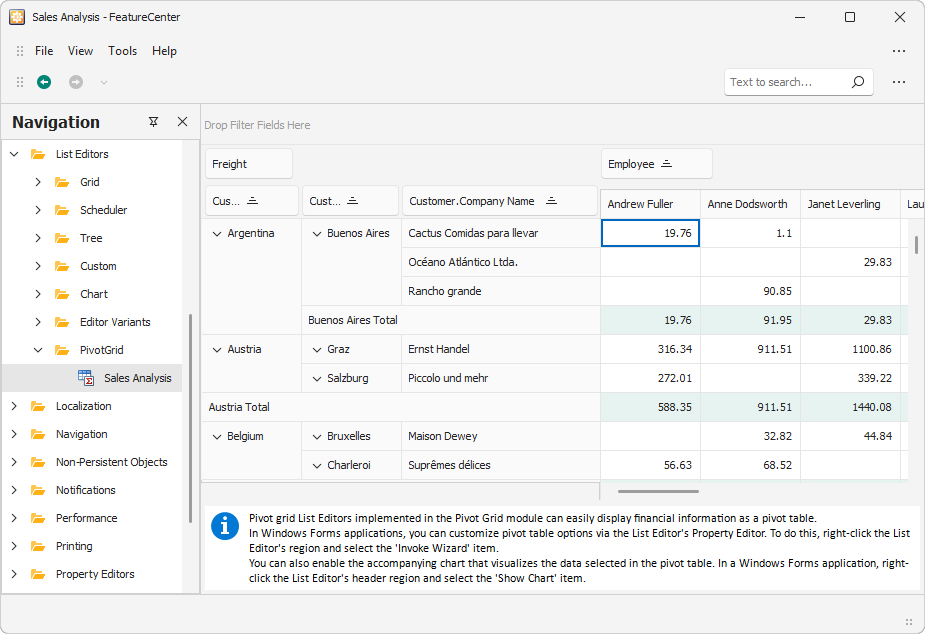 Windows Forms Pivot Grid List Editor