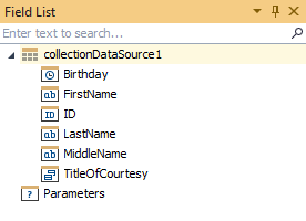Field List Populated with Data Source Items, DevExpress