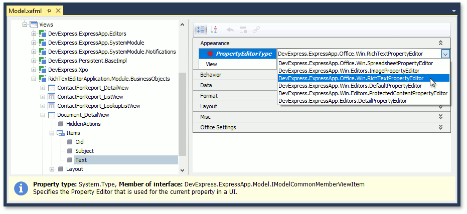 Rich Text Property Editor in Model Editor