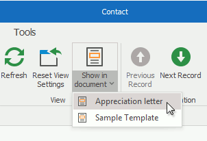 Show in document in a Windows Forms application