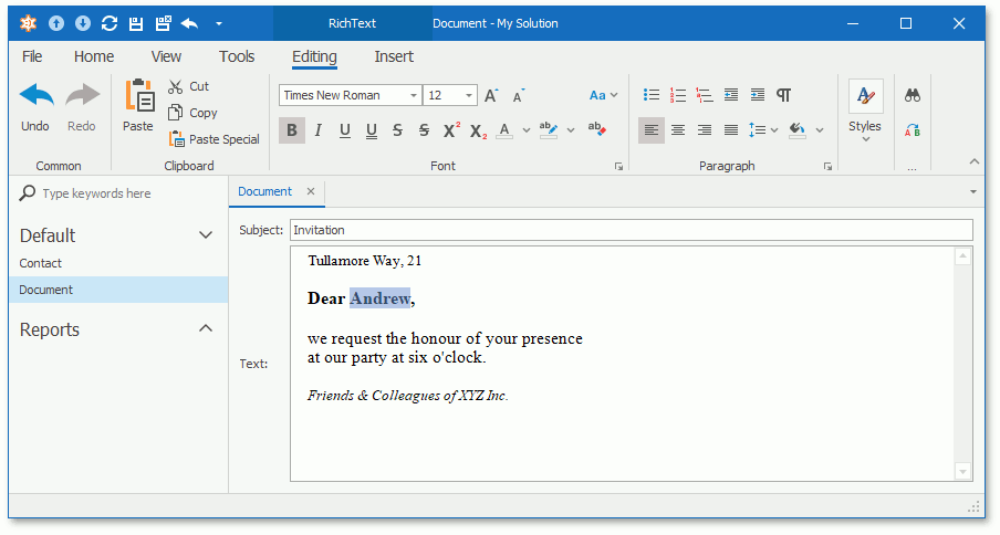 rich text document