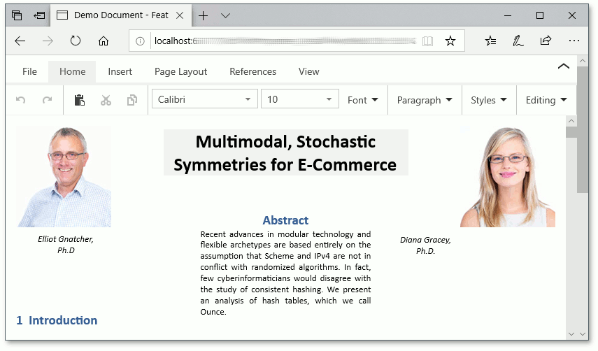 Document in full-screen mode