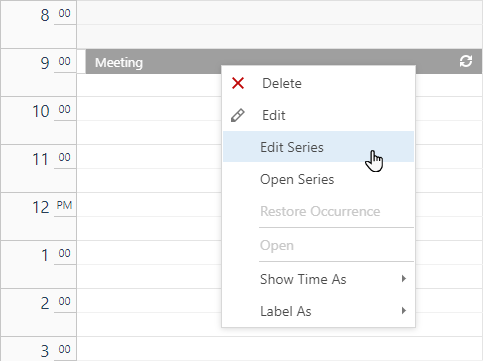 Scheduler Edit Series Context Menu in ASP.NET Web Forms, DevExpress