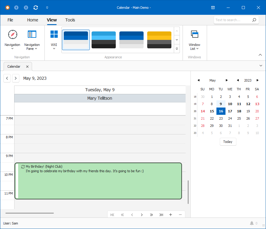 Scheduler Module List View Windows Forms, DevExpress