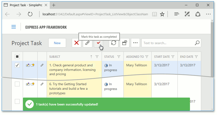 A Text Notification in XAF ASP.NET Web Forms Application, DevExpress