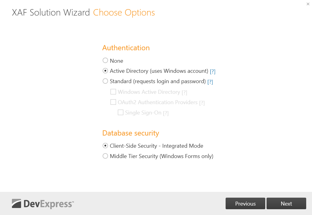 Solution Wizard - Active Directory Authentication
