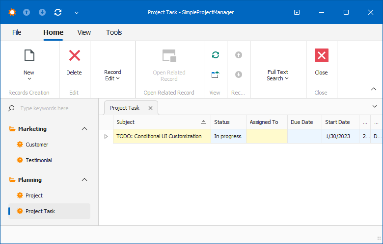 The Windows Forms conditional appearance in a List View, DevExpress