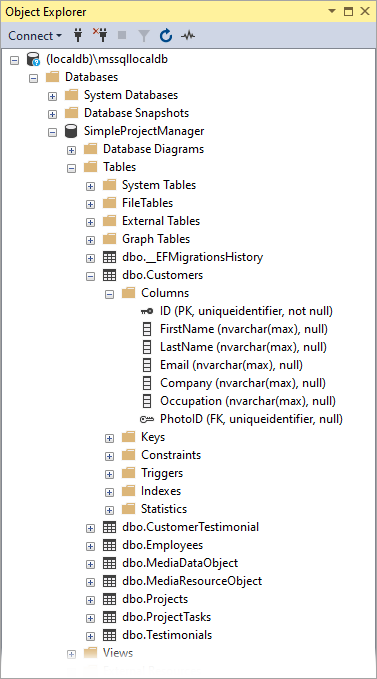 Database structure, DevExpress