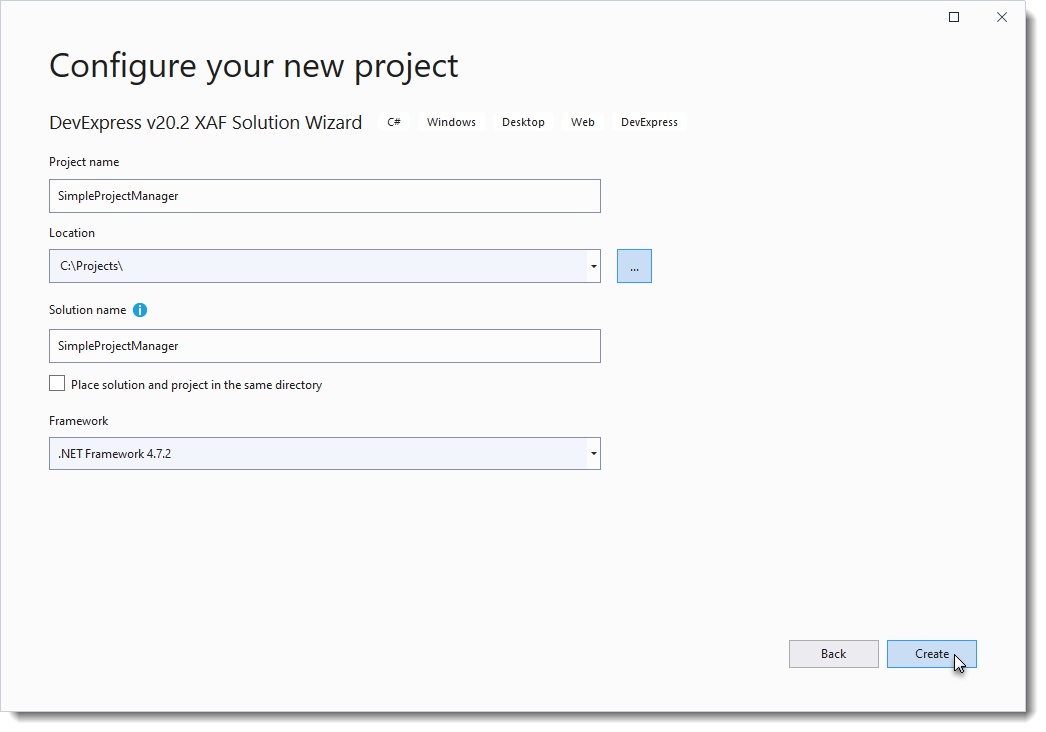 Configure a new project