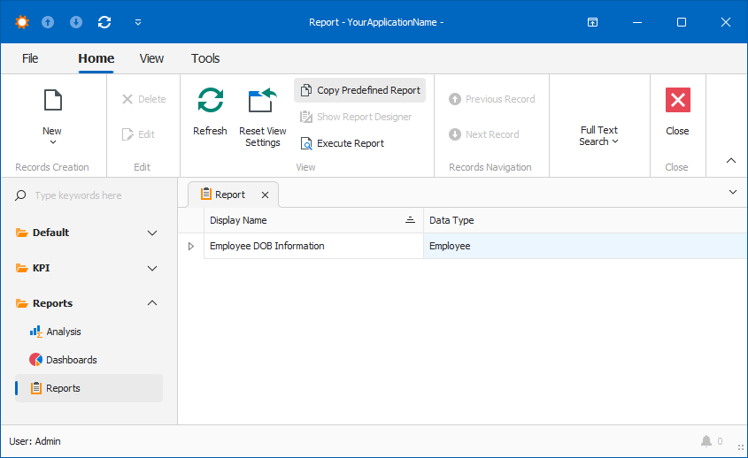 XAF Windows Forms Report List View, DevExpress