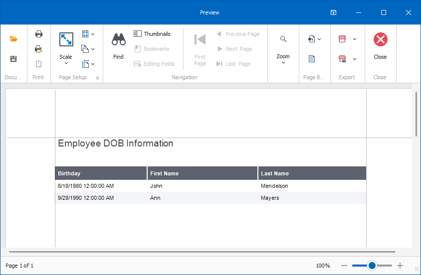 XAF Windows Forms Report Preview, DevExpress