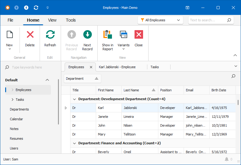 XAF Windows Forms TabbedMDI, DevExpress