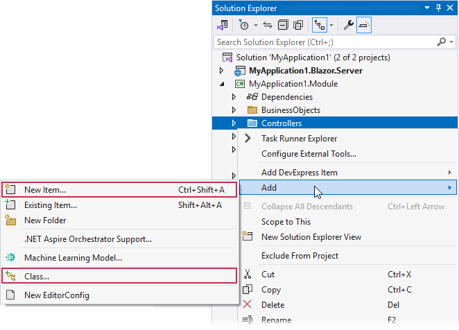 Visual Studio - Solution Explorer Context Menu