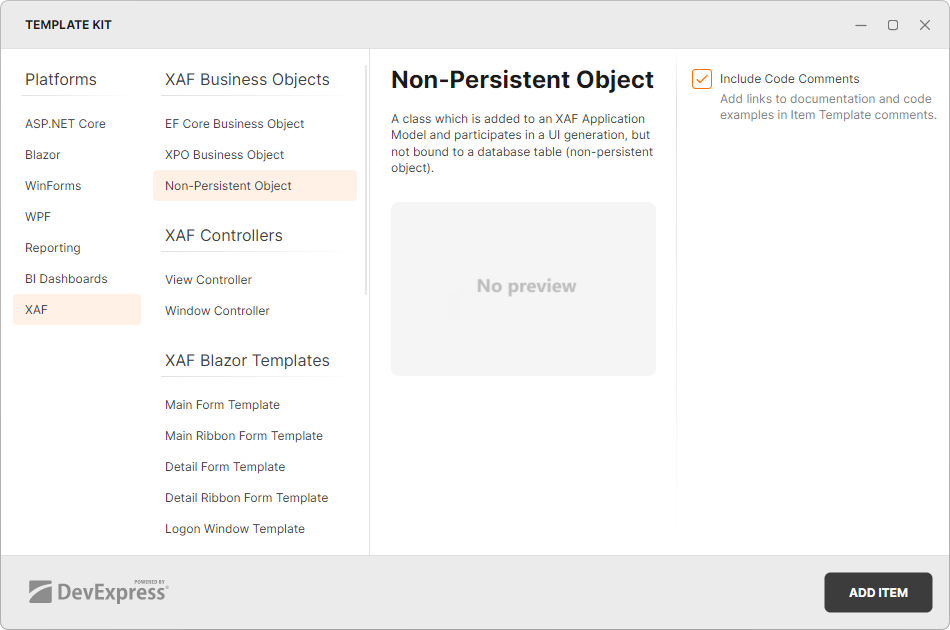 NonPersistentObjectTemplate